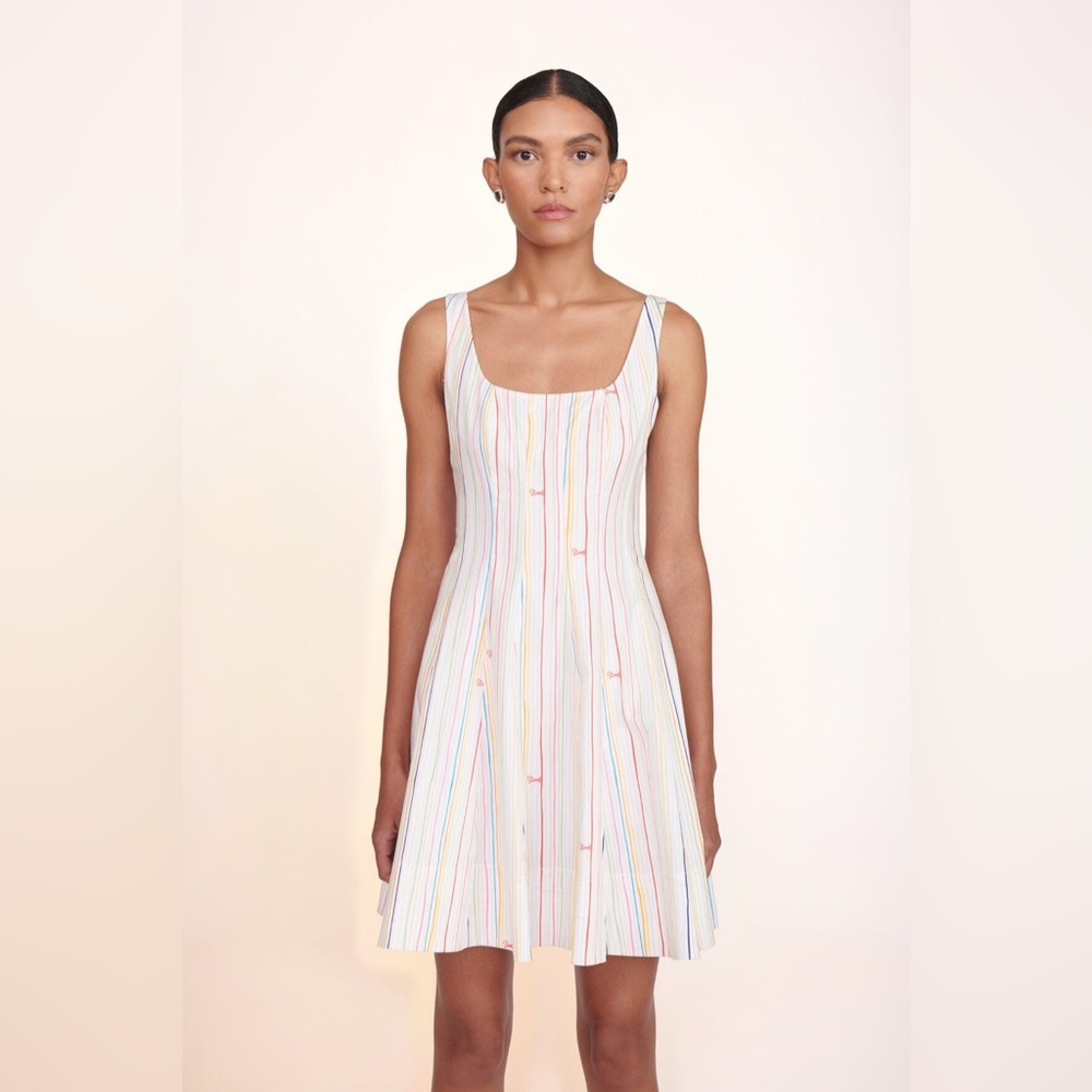 NWT STAUD Mini Wells Dress in Multi Stripe, Size 4